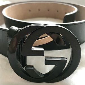 Gucci Black Patent Leather Belt